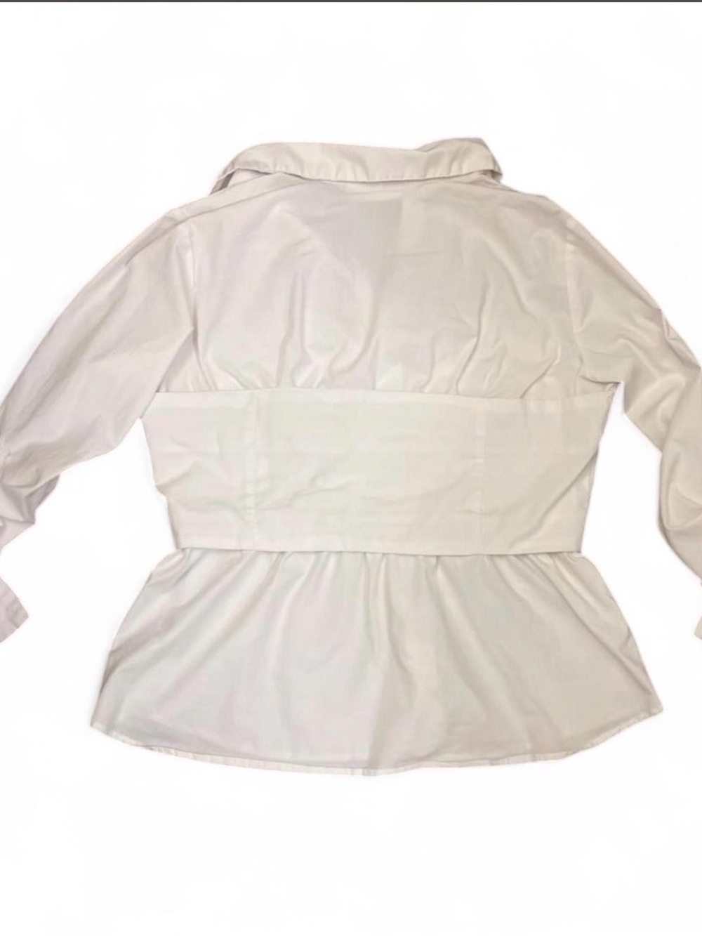 New York & Company Workwear White Button-Front Corset Style Peplum Blouse Sz L - Picture 2 of 8